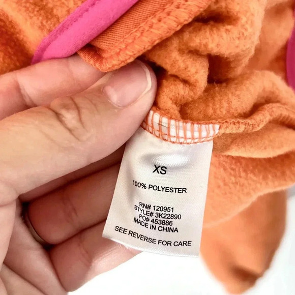 Hippie Rose Orange & Pink Combo Fleece Half Snap Button Cropped Pull-On Top XS - Picture 7 of 8